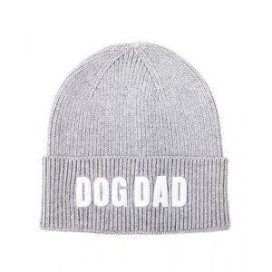 Grey Dog Dad Knitted Beanie Hat for Men Embroidered Soft Cozy Statement Gift